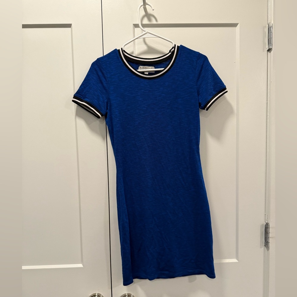 Blue and Black Striped Collar Top